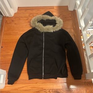 Source Unknown Black Jacket with Faux Fur Hood